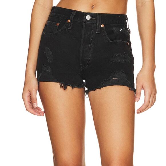 Levi’s 501 Original Short in Stowaway Frayed Raw Cut Hem Women’s Sz 31 - Picture 1 of 9